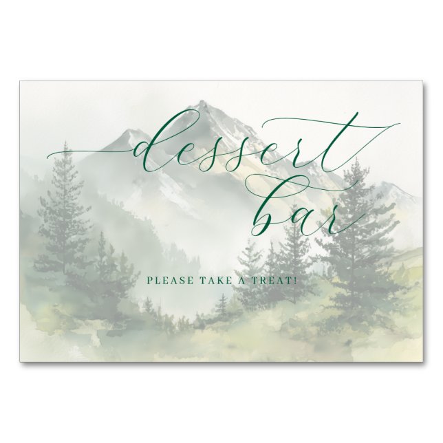 Tranquil Teal Watercolor Mountain Scene Bordsnummer (Framsidan)