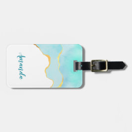 Tranquil Tropical Grönt Blue med Guld Gräns Bagagebricka