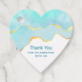 Tranquil Tropical Grönt Blue med Guld Gräns Gåvor Etiketter