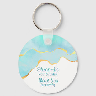 Tranquil Tropical Grönt med Guld Gräns Tack Nyckelring