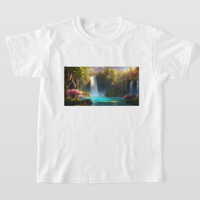 Tranquil Vatten: Geese Family by the Falls T Shirt (Laydown)