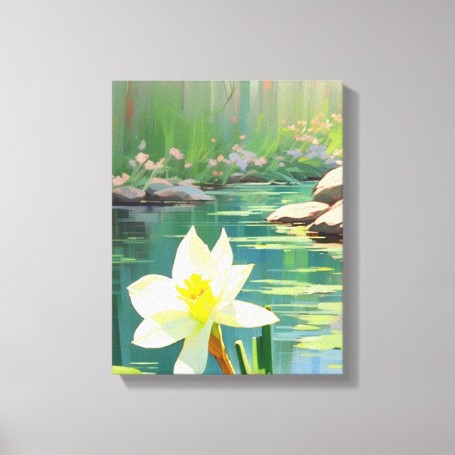 Tranquil Vatten Lily Pond Canvastryck (Framsida)