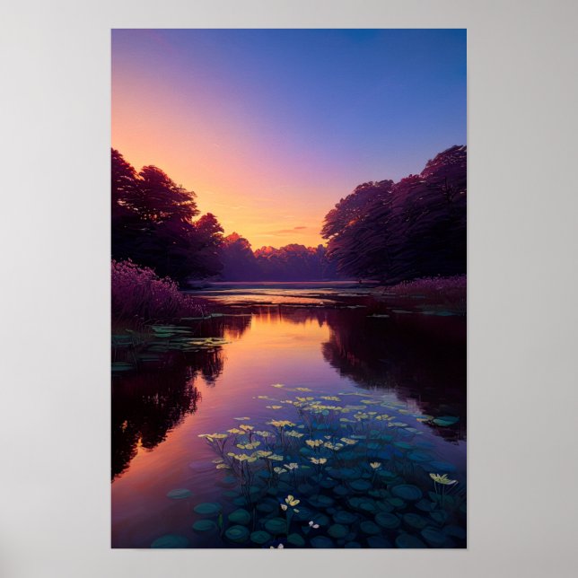 Tranquil Vatten vid Dusk Poster (Framsidan)