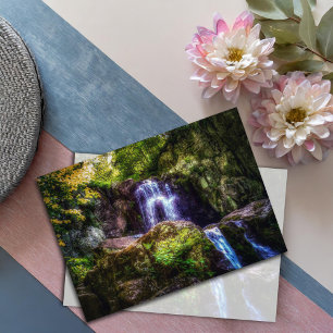 Tranquil Waterfalls Woodland Natature Photo Anteckningskort