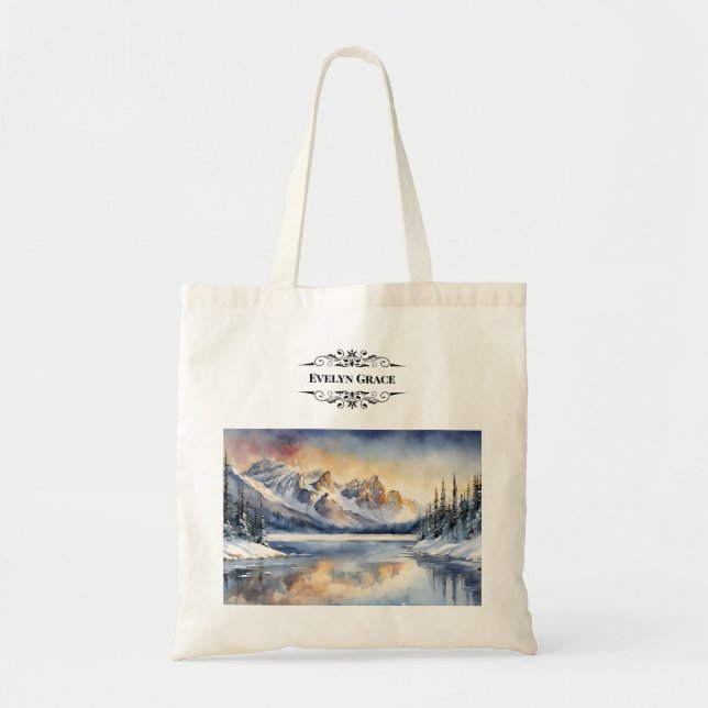 Tranquil Winter Banff National Park Tote Tygkasse (Framsidan)