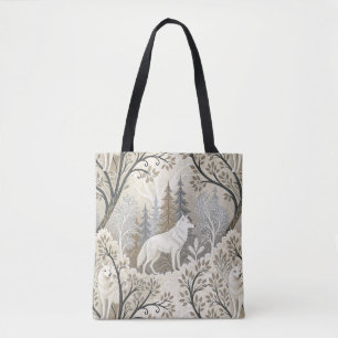 Tranquil Winter Forest Scene med vita Varger Tygkasse