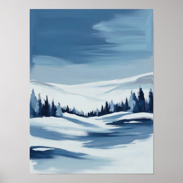 Tranquil Winter Ligcape Digital målning Poster (Framsidan)