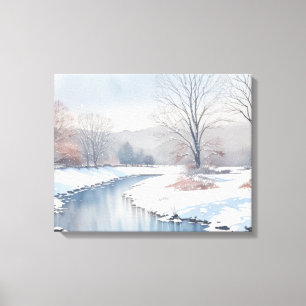 Tranquil Winter River Scene Canvastryck