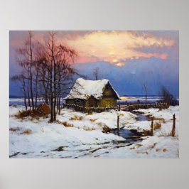 Tranquil Winter Scene: Reed Hut by Baltic Sea Poster