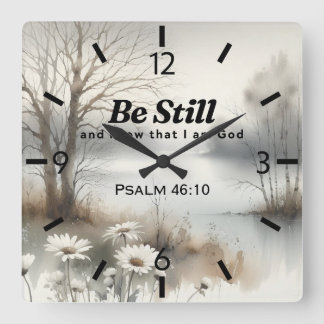 Tranquil Winter-themed Clock med Bible Verse Fyrkantig Klocka