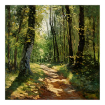 Tranquil Woodland Pathway - Impressionistisk målni