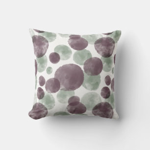 Tranquile Watercolor Bubbles in Sage Grönt & Lila Kudde