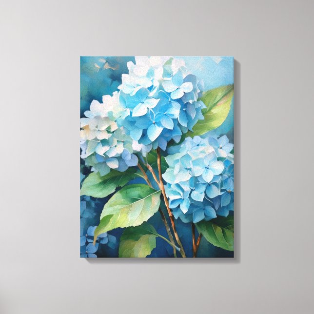 Tranquilitet: Blue Hydrangeas Canvastryck (Framsida)