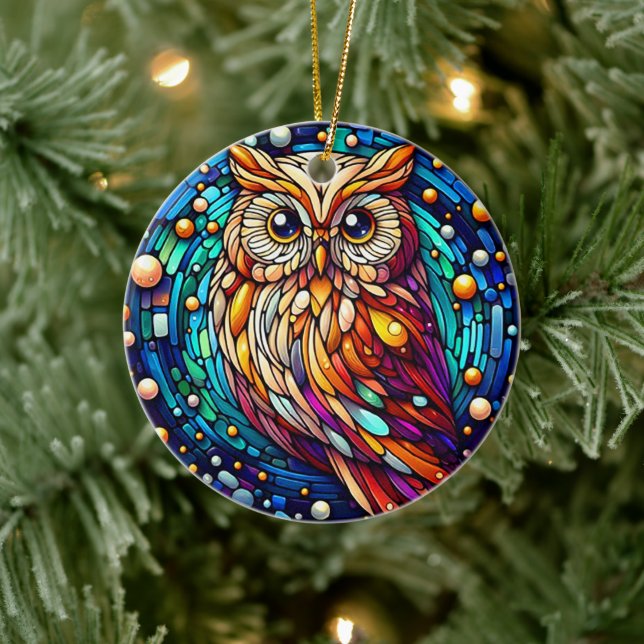 Tranquilitet i glasbänk och blommor på Nedfläckade Julgransprydnad Keramik (Träd)