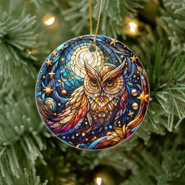 Tranquilitet i glaset A Blommigt glasfönster Julgransprydnad Keramik (Träd)