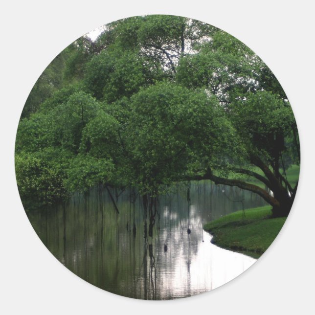 Tranquilitet Sticker Runt Klistermärke (Framsida)