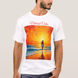 Tranquim shore promenad solnedgång Havsbrig konst T Shirt