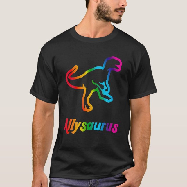 Trans Ally Allysaurus Gay pride HGBTQ Trans Flagga T Shirt (Framsida)