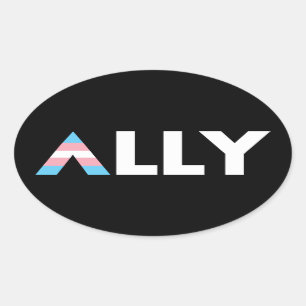 Trans Ally LGBTQ Transgender HBT Ovalt Klistermärke