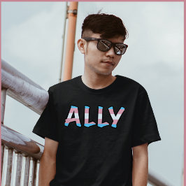 Trans Ally med Flagga Fyllt Brev T Shirt