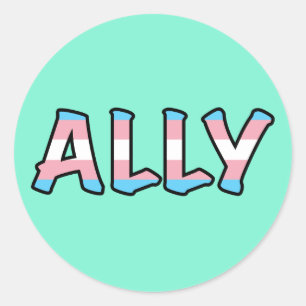 Trans Ally   Mint-bakgrund   Runt Klistermärke