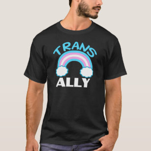 Trans Ally Transgender Rainbow Blue Rosa White T Shirt