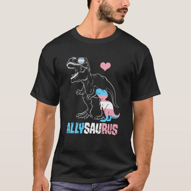 Trans Allysaurus Dinosaur Rex Saurus Transgender L T Shirt (Framsida)