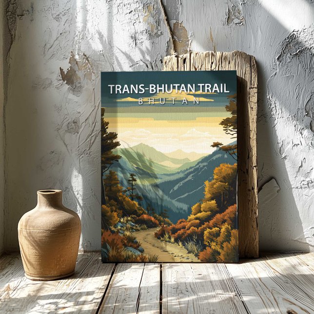 Trans Bhutan Trail Bhutan Destination Canvastryck (Trans Bhutan Trail Bhutan Destination Canvas Print by TinkPrints.)