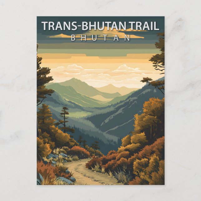 Trans-Bhutan Trail Bhutan Vintage Resa Vykort (Framsida)