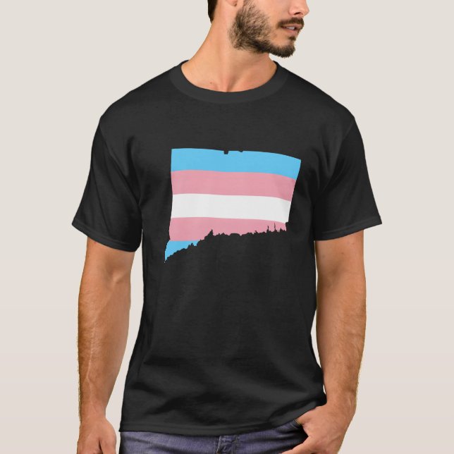 Trans Flag Connecticut LGBT Pride Support retro T Shirt (Framsida)