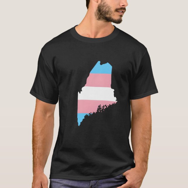 Trans Flag Maine LGBT Pride Support funny T Shirt (Framsida)