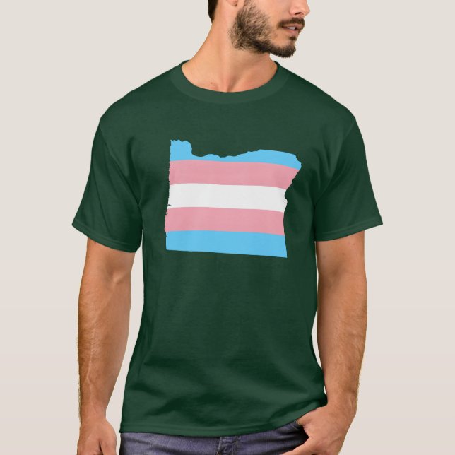Trans Flag Oregon LGBT Pride Support funny T Shirt (Framsida)