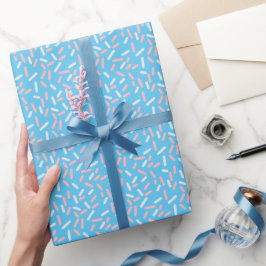 Trans Flagga Cute Blue Sprinkles Mönster Presentpapper