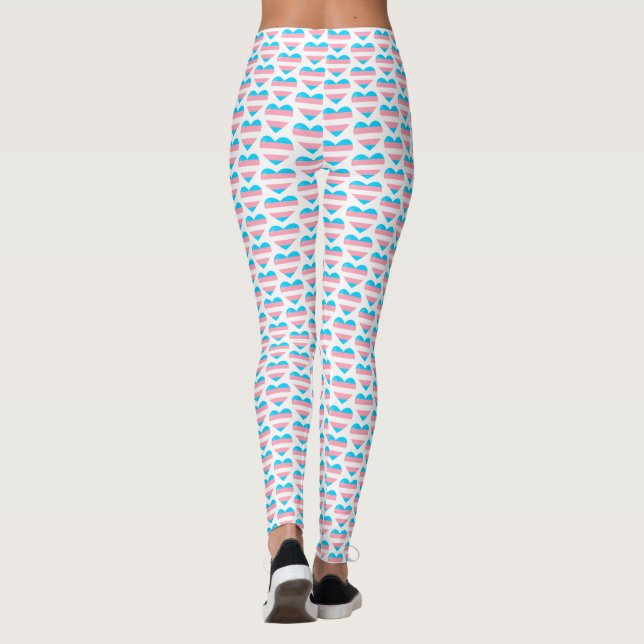 Trans Flagga Heart Mönster Leggings (Baksida)