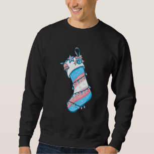 Trans Flagga jul Sock Merry LGBT Transgender Lång Ärmad Tröja