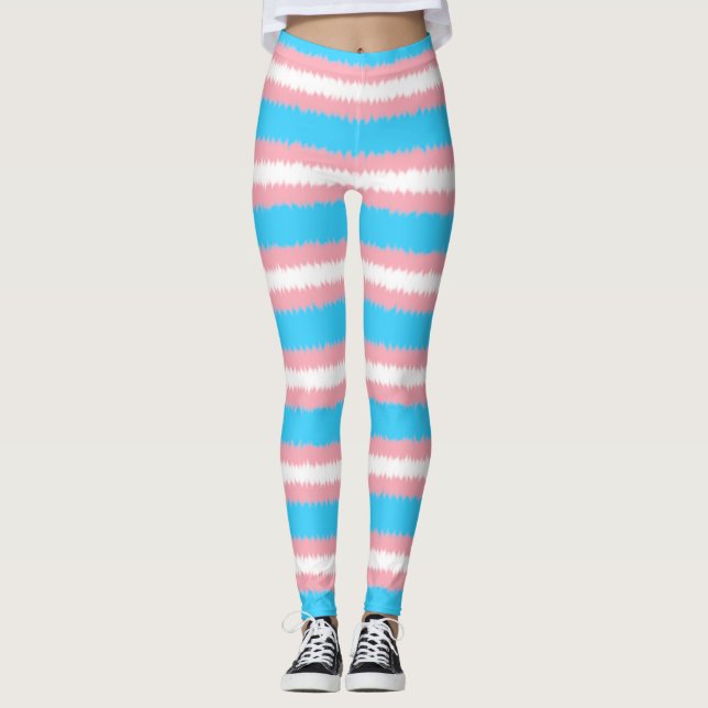 Trans Flagga Narrow Rand Leggings (Framsida)