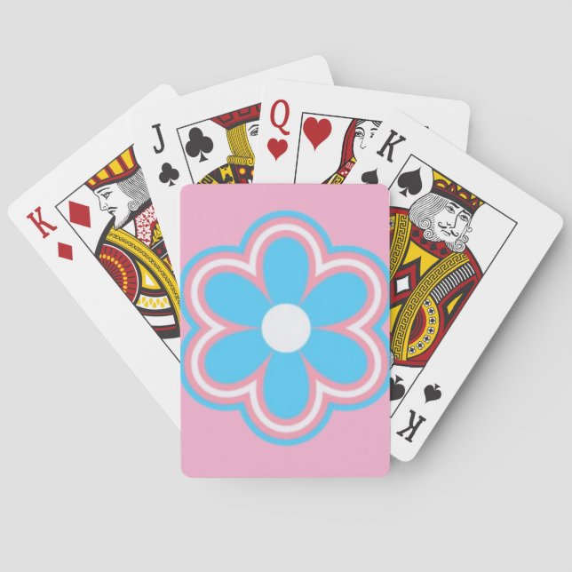 trans flower on pink background on playing cards casinokort (Baksidan)
