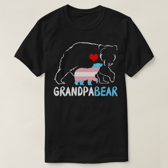 Trans Grandpa Bear Proud Pappa Rainbow Transgender T Shirt (Design framsida)