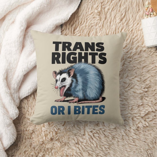 Trans Höger eller I Bitor Gay Funny Lgbtq Pride Kudde (Filt)