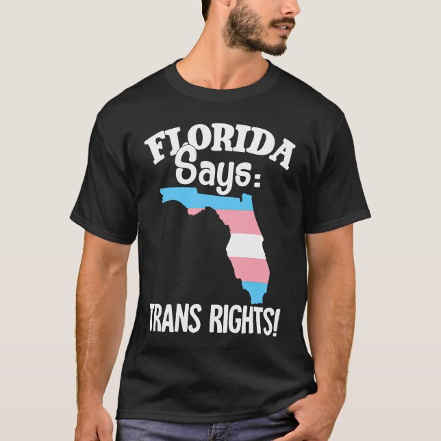 Trans Höger Florida Karta Trans Pride Flagga T Shirt (Framsida)