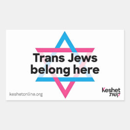 Trans Jews Belong Here sticker Rektangulärt Klistermärke
