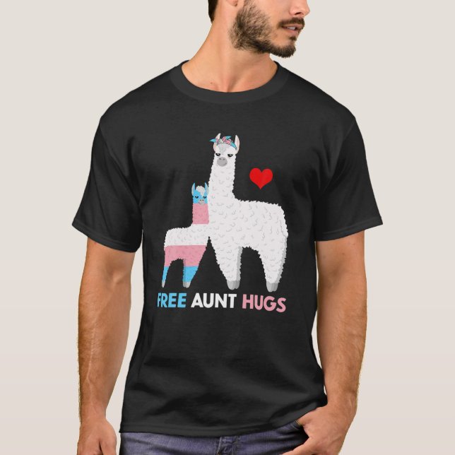 Trans Llama Free Moster Hugs Proud Ally Transgende T Shirt (Framsida)