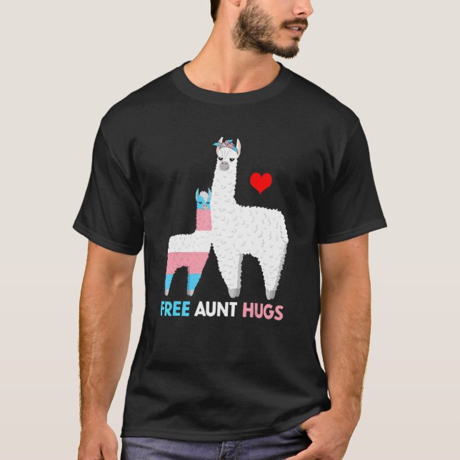 Trans Llama Free Moster Hugs Proud Ally Transgende T Shirt (Framsida)