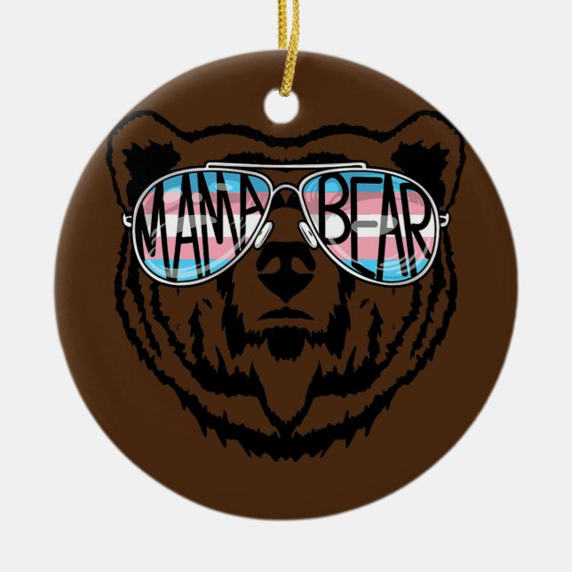 Trans Mamma Bear Proud Mamma Ally Transgender Julgransprydnad Keramik (Framsidan)