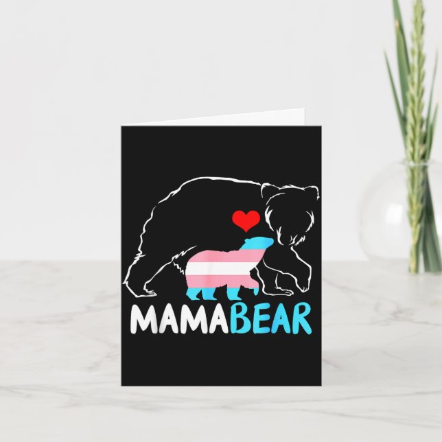 Trans mamma björn stolt mamma regnbåge transperson kort (Framsida)