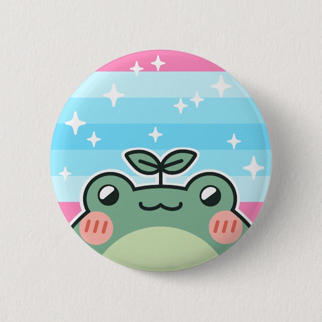 Trans Masculine LGBT Pride Flagga Frog Knapp (Framsida)