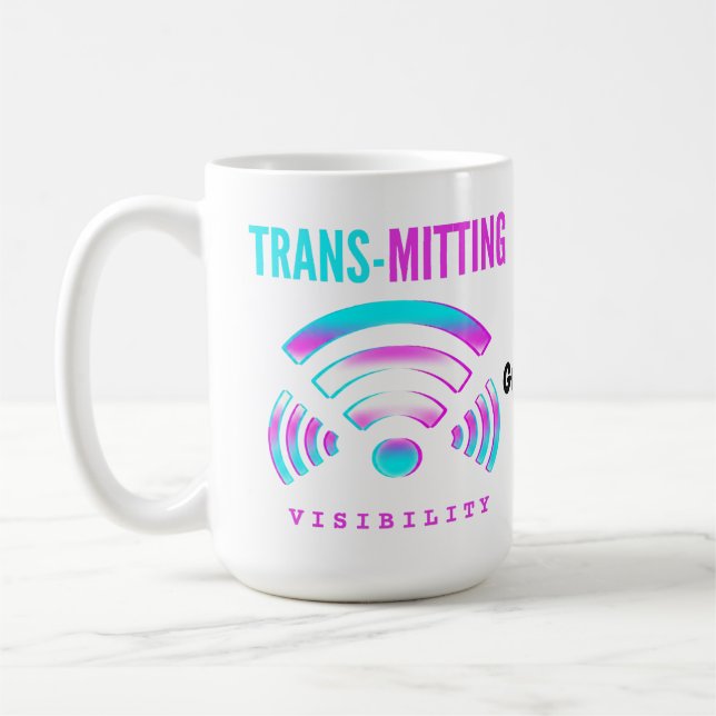 Trans-mitting Visibility Modern Glitch Transgender Kaffemugg (Vänster)