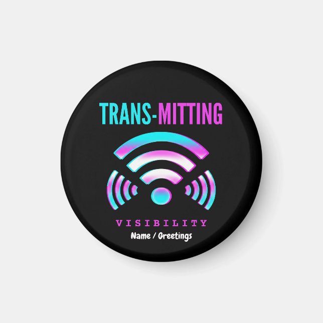Trans-mitting Visibility Modern Glitch Transgender Magnet (Framsidan)