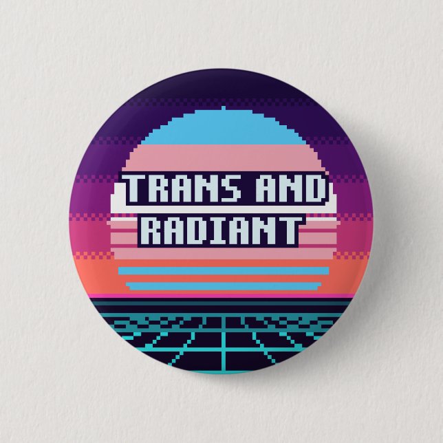 Trans Och Strålande Stolthet Pixel Knapp (Framsida)