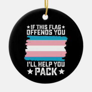 Trans Om Denna Flagga Förolämpar Dig Jag Hjälper D Julgransprydnad Keramik